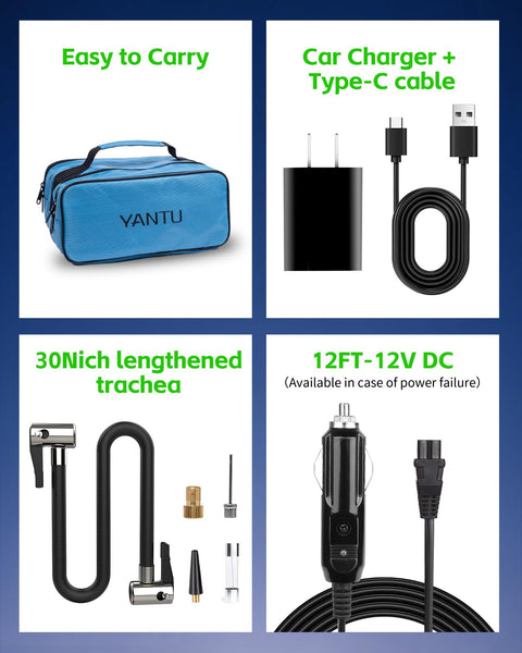 Cordless Tire Inflator With Dual Cylinders And An Eight Point Three Inch Screen Portable Air Compressor accessories