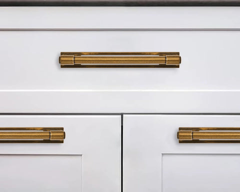 Antique Brass Cabinet Pull Set 5 Pack 3 Inch Center To Center Backplates With Base Plate Zinc Alloy Vintage Kitchen Handles on drawers