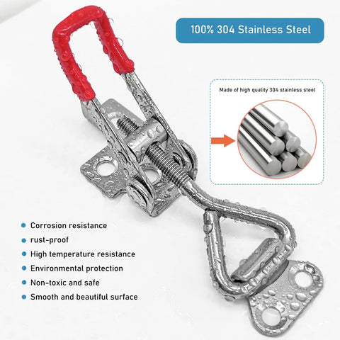 304 Stainless Steel Adjustable Toggle Latch With Lockhole No Fuss Quick Release Pull Latch For Smokers, wet, corrosion-resistant