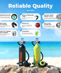 Portable 1L Mini Scuba Tank With Regulator And Pressure Gauge For Underwater Breathing Snorkeling And Emergency Rescue Gear on beach.