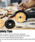 Wood Carving Disc Set For Angle Grinders, 14-Piece Kit with rotary burrs displayed next to an angle grinder