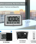 Atomic Wall Clock With Outdoor And Indoor Temperature, 12.5 Inch Large Digital Display, Self Setting, Battery Operated