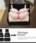 Hella Durable Non Woven Underwear Drawer Organizer Unit With Multiple Divided Compartments To Keep Your Socks Locked Tight And Maintain A Spotless Home Storage Setup On The Regular, featuring a bra in a black organizer.