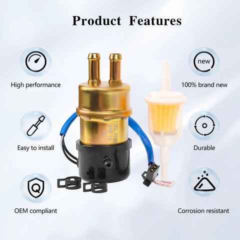 12V Electric Fuel Pump Fits Honda Goldwing GL1200A 1984-1987 and V65 Magna VF1100C 1983-1985, includes filter and clamps