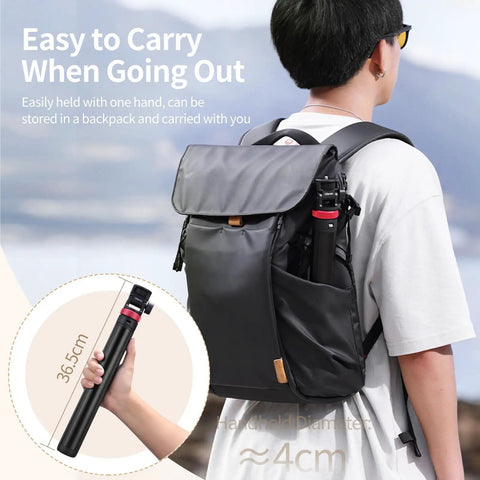 Portable 365mm extendable 81 inch photography light stand fits in backpack pocket for easy carry with 360 degree ball head and screw