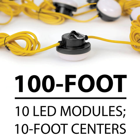 Worksite Ready 100 Ft LED String Lights For Construction Sites, Festivals, Markets And Outdoors, Energy Efficient