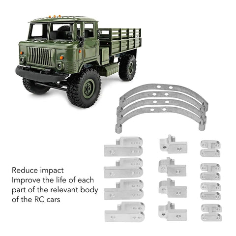 Leaf Spring Suspension Steel Bar Kit For WPL B4 24 1/16 RC Car Upgrade with silver leaf springs and components displayed