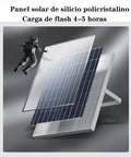 JUDYSSY Solar Led Flood Light, Ip67 Waterproof Outdoor Light Villa, Garden Lig, White,300W EU, showing polycrystalline solar panel.