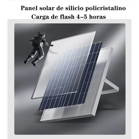 JUDYSSY Solar Led Flood Light, Ip67 Waterproof Outdoor Light Villa, Garden Lig, White,300W EU, showing polycrystalline solar panel.
