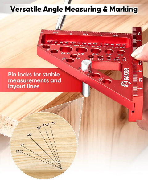 3D Multi Angle Measuring Square Ruler For Woodworking And Construction Pro Grade Aluminum with angle measurements