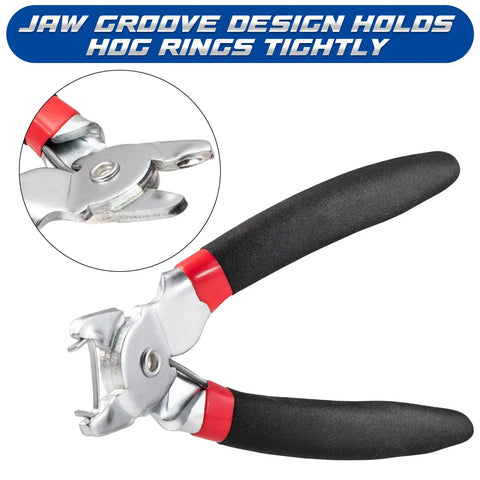 Angled Hog Ring Pliers Kit With 360 Pcs Hog Rings In 3/4 1/2 And 3/8 Inch Galvanized Steel Spring Loaded A3 for Upholstery Fencing