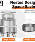 Smokeless Outdoor Fire Pit With Waterproof Bag, 15 Inch Stainless Steel Wood Burning Pit nested design for storage
