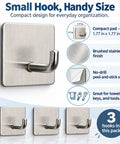Badass Heavy Duty Adhesive Hooks, 3 Pack Rust Proof Steel Wall Grips With Peel And Stick Setup, Zero Hassle Install For Bathrooms Kitchens Closets And Offices, brushed stainless steel hooks