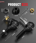 Club Car DS Tie Rod Ends Kit With Grease Fitting For 1976 Through 2008 Gas And Electric Golf Carts showing component sizes