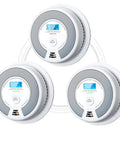 Wireless Smoke and CO Detector System XP0H-WN 3-Pack With Interconnected Alarms, No WiFi Needed, shown in three white units