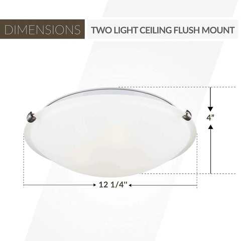 Seagull Two Light White Ceiling Flush Mount Fixture with Aluminum Construction Wet Location Dimensions