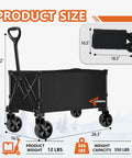 Heavy Duty Foldable Wagon With All Terrain Wheels, Collapsible Cart That Hauls Up To 350 Lbs, easy fold design shown