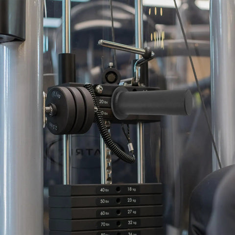 Weight Stack Extender Pin For Exercise Machines With Spring Collar And Locking Clip Durable Steel Gym Accessory in use