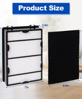 HEPA Replacement Filter And Carbon Pre Filters For Holmes And Bionaire Vacuums 4 pack size dimensions shown on chart