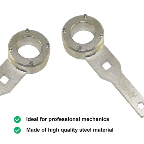 Steel components of Camshaft Crankshaft Engine Timing Tool Kit For EA888 1.8 2.0 TSI TFSI Engines with text overlay.