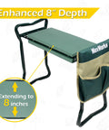 Folding Garden Kneeler Stool With 8 Inch Wide Kneeling Pad And Tool Pouch For Planting And Gardening, Lightweight