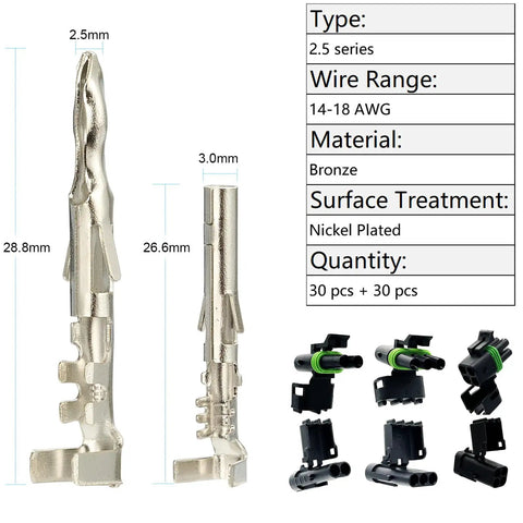 Auto Electrical Pin Connector Kit 440 Pcs Crimp Terminal Pins 1.5 1.8 2.5 2.8mm For 22 to 12 AWG Wire Harness detail image