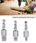 KANASI 3-piece chrome drill socket adapters with rotating sleeves and square heads for power tools