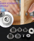 Heavy Gauge Carbon Steel Tee Nut Assortment Kit Including 85 Pieces In Five Core M4 Through M10 Threads for woodworking use.