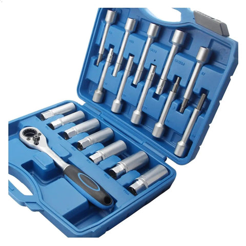 18 Piece Hub Suspension Nut Removal Tool Socket Kit For Shock Absorber Struts with Torx T50 Bits in open case