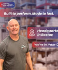 Man standing in warehouse with EDS Parts logo and text 'Built to perform. Made to last.' and company headquarters details.