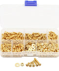 Copper Yellow M3 Machine Screws Assortment Kit With Nuts And Flat Washers, 600 Pieces, Five Lengths 6 8 10 12 16mm