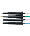 Hands Free Probing Kit With Four SQ10 Probes And Test Wires For Your Electronics Workbench Color coded probes on white background