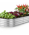 Galvanized Raised Garden Bed 6 By 3 By 1 Ft Outdoor Planter Box For Vegetables And Flowers with basil and peppers
