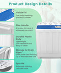 No Sweat Twin Tub Portable Washing Machine With 28 Pounds Capacity Featuring Eighteen Pound Wash Bowl And Ten Pound Spin Cylinder top view showcasing visible lid and side handle.