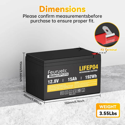 12V 15Ah LiFePO4 Deep Cycle Battery For Fish Finders Scooters Security Systems Solar UPS All Around Power Built To Last