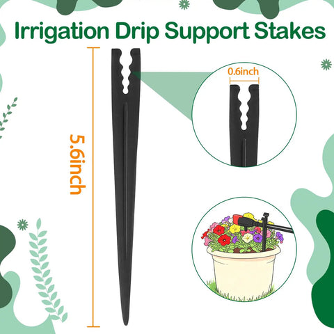 100 Pieces Drip Irrigation Stakes For 1/4 Inch Tubing, 5.68 Inch Long Plastic Stakes For Hose And Emitter Support