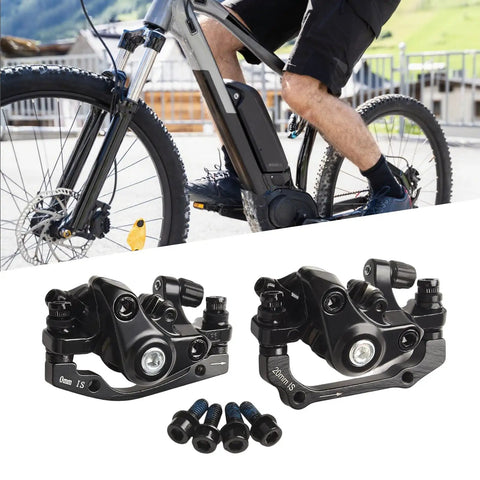 Mechanical Disc Brake Caliper Set For 160mm Rotors Aluminum Alloy Calipers With Metal Pads Front And Rear Compatibility For Electric Bikes Mountain Road And Folding Bikes Dope Stopping Power