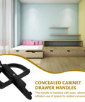 Modern Concealed Cabinet Handles 2 Pack For Kitchen Drawers And Cupboards Hidden Recessed Door Pulls For Sleek Seamless Look
