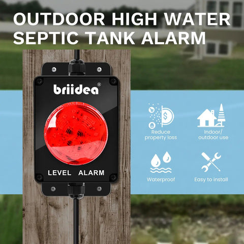Indoor Outdoor Sump Pump Alarm With 110dB Audible Alert And LED Indicator, 10ft Float Switch For Septic Systems, Ponds, Water Tanks And Basements, High Water Level Protection To Keep Your Crib Dry, wall-mounted