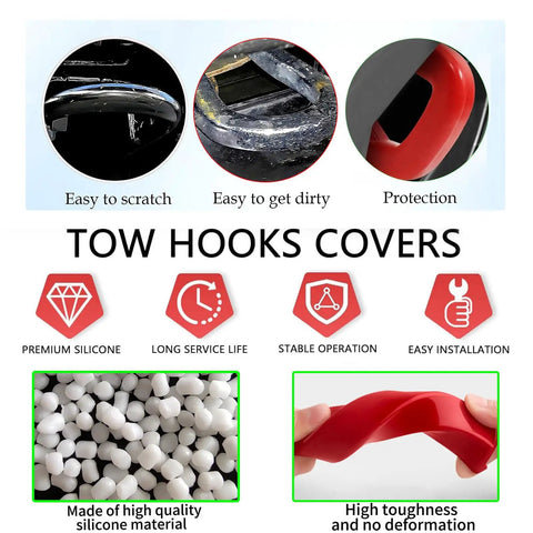 GMC Sierra 1500 Front Tow Hook Cover Replacement Custom Fit Silicone Cover For 2019 2020 2021 2022 2023 2024 Red Durable Wear Resistant Protects Tow Receiver And Adds Dope OEM Style Finish with silicone material and features.