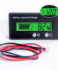Heavy Duty Battery Capacity Indicator And Digital Voltage Monitor For 12V To 84V Systems with LCD Display and Green Backlight