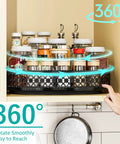 13 Inch Lazy Susan Turntable Heavy Duty Metal Spice Rack Organizer Built Tough As A Rock With A Smooth 360 Swivel Base Rust Resistant Finish For Kitchen Storage with jars and condiments.