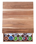 Acacia Wood Coffee Pod Drawer Organizer For K Cups And OriginalLine with pods inside, rustic natural finish solid wood, top view