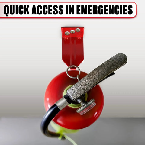 Heavy Duty Fire Extinguisher Mount Brackets Set Of 4 With Wall Hooks And Quick Install Holders Includes Screws Anchors And Gaskets Holds Up To 20 Lb For Garage Workshop And Home Cabinets