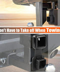 2 Inch Trailer Hitch Cover Plug Cap For Universal 2x2 Receiver Tubes installed on vehicle, illustrating ease of towing