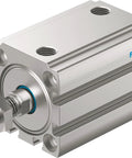 Ultra Compact Pneumatic Cylinder 20 Mm Bore 20 Mm Stroke Double Acting With Elastic Cushioning Rings At Both Ends For High Speed Machines 0.6 To 10 Bar ISO 21287 Compliance M5 Pneumatic Connection M8 Rod Thread, silver aluminum body