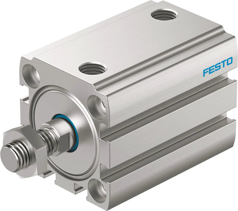 Ultra Compact Pneumatic Cylinder 20 Mm Bore 20 Mm Stroke Double Acting With Elastic Cushioning Rings At Both Ends For High Speed Machines 0.6 To 10 Bar ISO 21287 Compliance M5 Pneumatic Connection M8 Rod Thread, silver aluminum body