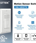 10 Pack Motion Sensor Light Switch With PIR Sensor, Easy Install Single Pole Wall Switch, UL Listed, White, product features