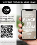 Augmented reality tool showing Mid Century Clear Glass Bath Vanity Wall Light Two Light Fixture In Aged Brass on phone screen