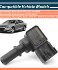 Close-up of black plastic power brake booster vacuum sensor with connector